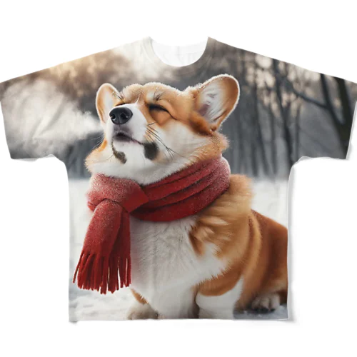 寒さに耐えるコーギー All-Over Print T-Shirt