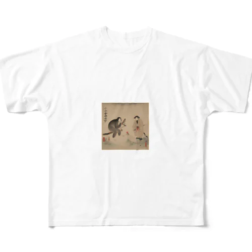 桃太郎とサルとキジとイヌ All-Over Print T-Shirt