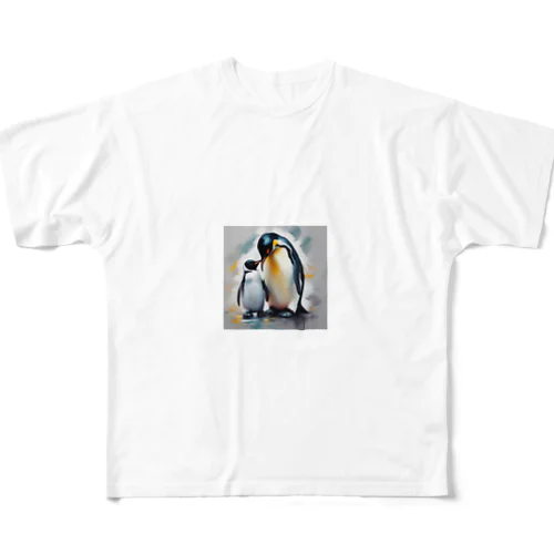 愛する家族と幸せに暮らすペンギン All-Over Print T-Shirt