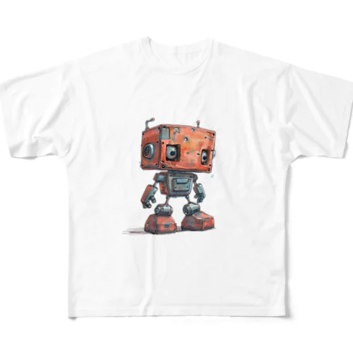 レトロ戦闘ロボットＬ フルグラフィックTシャツ