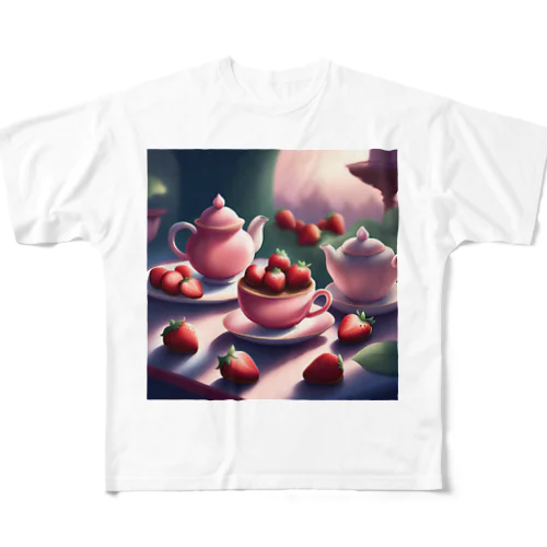 苺と紅茶 All-Over Print T-Shirt