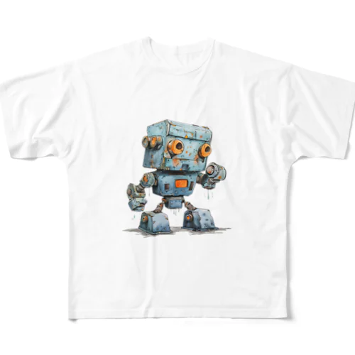 レトロ戦闘ロボットＴ フルグラフィックTシャツ