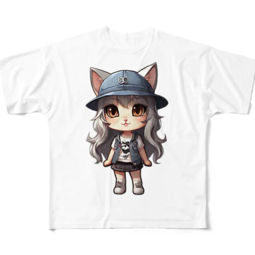 猫派アイドル　にゃにゃ美ちゃん フルグラフィックTシャツ