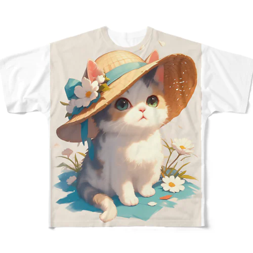 帽子をかぶった可愛い子猫 Marsa 106 All-Over Print T-Shirt