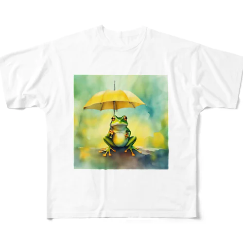 雨だねぇ、カエルさん All-Over Print T-Shirt