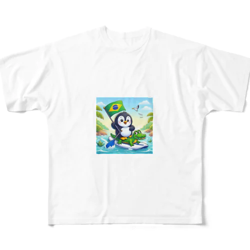 旅ペンギン　ブラジル　アマゾンでSUP！！ All-Over Print T-Shirt