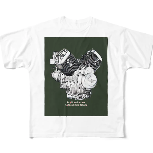 MOTOGUZZI CLUB JAPAN グリーンバージョン All-Over Print T-Shirt