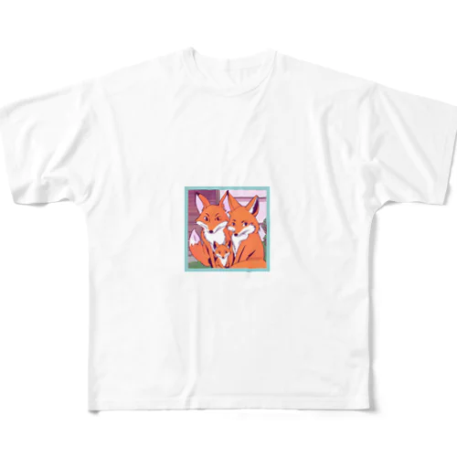 親子キツネと共に All-Over Print T-Shirt