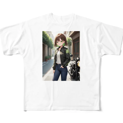 バイク女子 フルグラフィックTシャツ