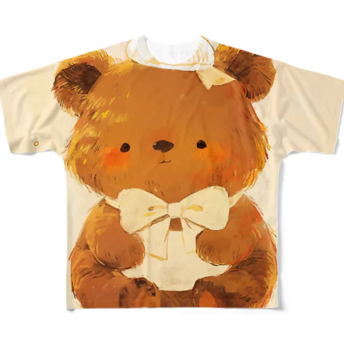 帽子をかぶった可愛い子供クマ Marsa 106 フルグラフィックTシャツ