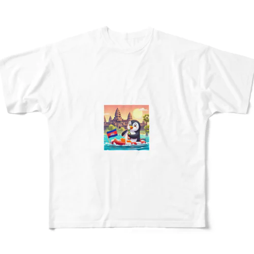 旅するペンギン　アンコールワットでSUP！ フルグラフィックTシャツ