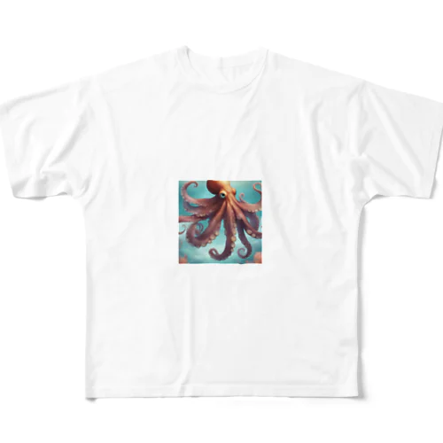 海を泳いでいるタコ All-Over Print T-Shirt