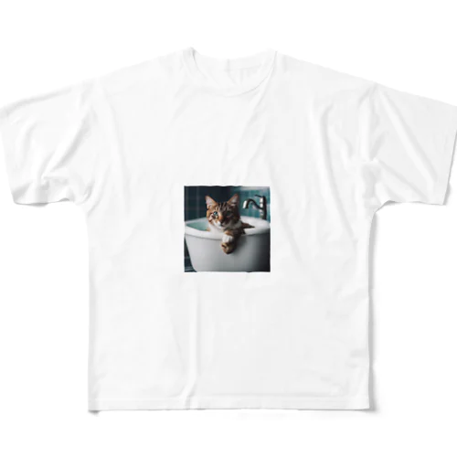 猫の入浴 フルグラフィックTシャツ