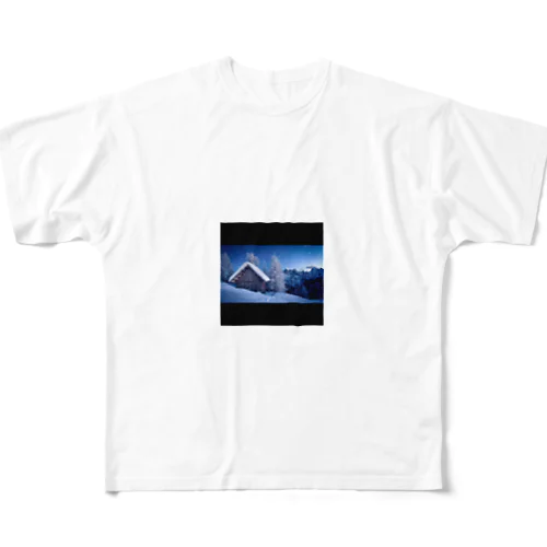 A snow-covered lodge  All-Over Print T-Shirt