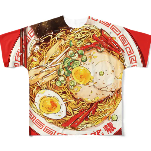 ラーメン Marsa 106 フルグラフィックTシャツ