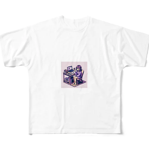 ピクセルパープルガール All-Over Print T-Shirt