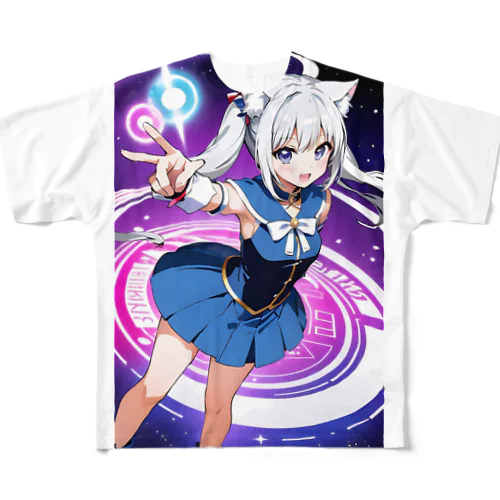魔法猫少女ルナ「♪チェンジぃ～する～んだ～ 正しいオトコ～！」中学3年生 All-Over Print T-Shirt