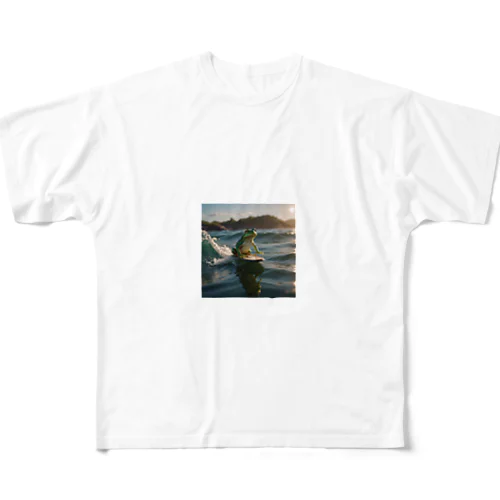 カエルがサーフィン All-Over Print T-Shirt