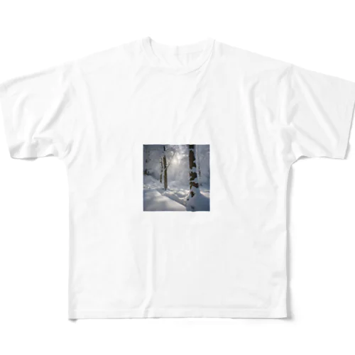 美しい雪景色グッズ フルグラフィックTシャツ