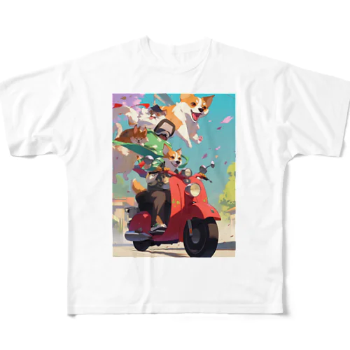 ワンちゃん休日を楽しむ　なでしこ1478 All-Over Print T-Shirt