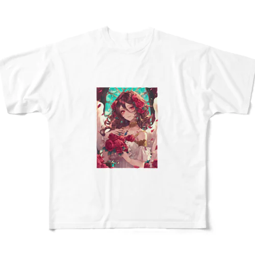 バラ好きの女性　なでしこ1478 All-Over Print T-Shirt