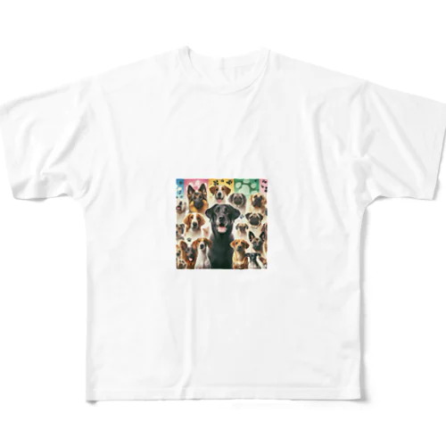 わんちゃん大集合 All-Over Print T-Shirt