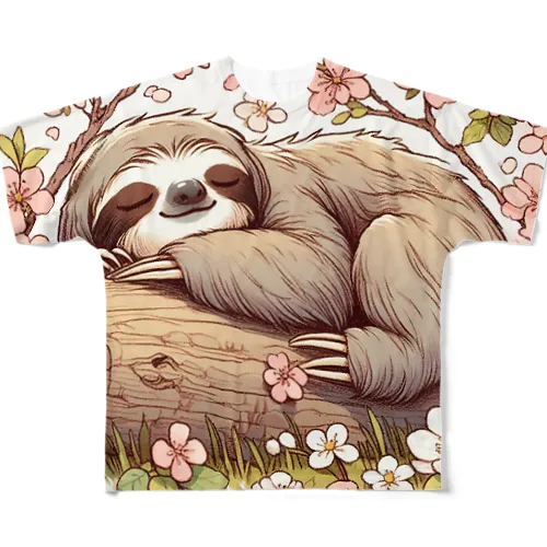 春のうたた寝ナマネモノ フルグラフィックTシャツ