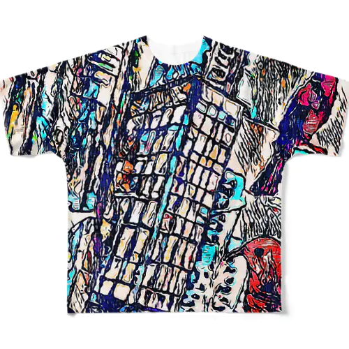 ラクガキの街 All-Over Print T-Shirt