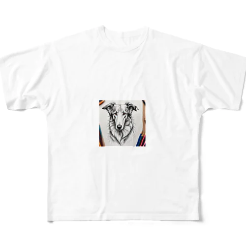  ボルゾイ（犬）をモチーフにしたわんちゃんNo.2 All-Over Print T-Shirt