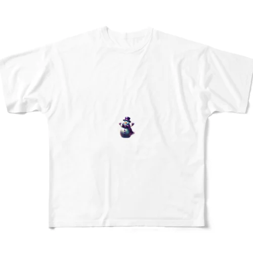 snowman with purple scarf フルグラフィックTシャツ