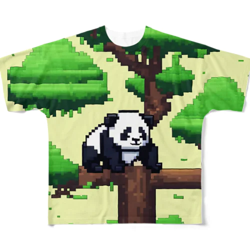 木とパンダ フルグラフィックTシャツ