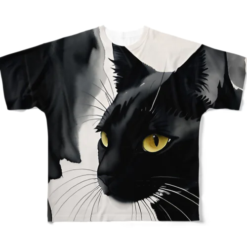 ブラックキャット All-Over Print T-Shirt