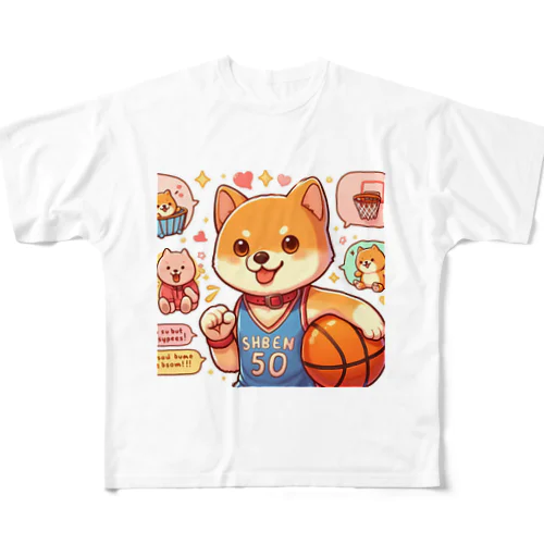 バスケットボール犬　SHBEN フルグラフィックTシャツ