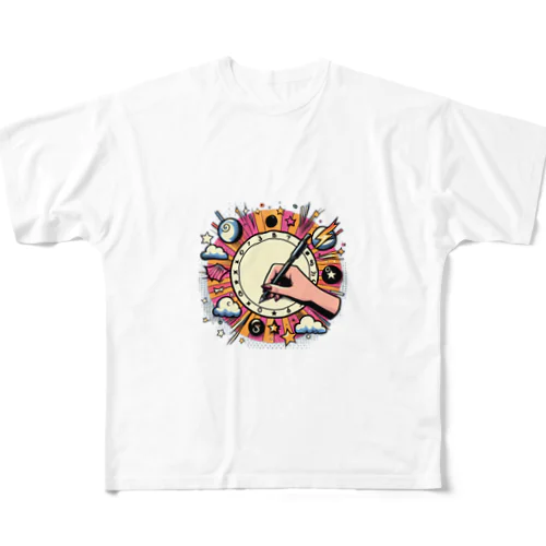 キャンバスに絵を描く女性 All-Over Print T-Shirt