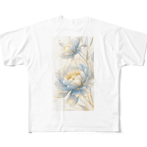 Lucky Flower Silver Blue All-Over Print T-Shirt