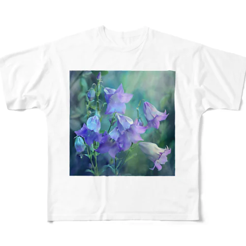 紫の花　なでしこ1478 フルグラフィックTシャツ