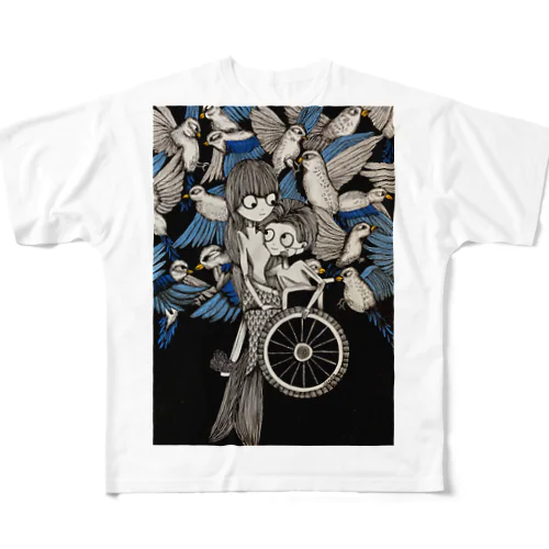 人魚と鳥 All-Over Print T-Shirt