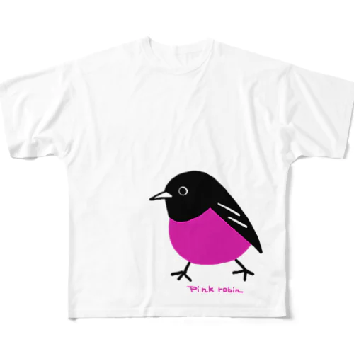 Pink robin フルグラフィックTシャツ