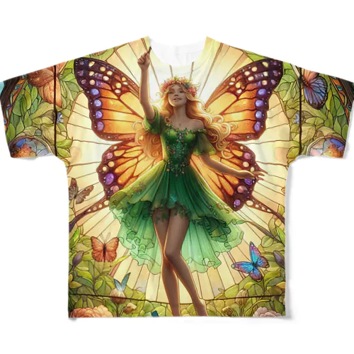 妖精の魔法　ステンドグラス風 フルグラフィックTシャツ