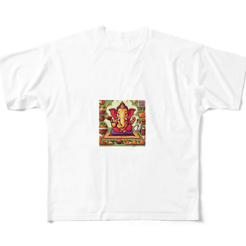 料理を楽しむガネーシャ All-Over Print T-Shirt