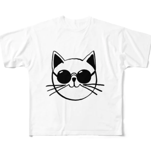 サングラスをかけた猫 All-Over Print T-Shirt