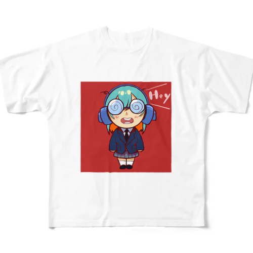 よく見ると目が回りそうな女の子 フルグラフィックTシャツ