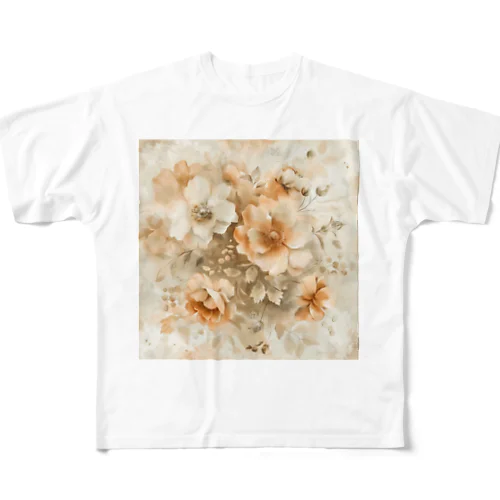 水彩風の花イラスト フルグラフィックTシャツ