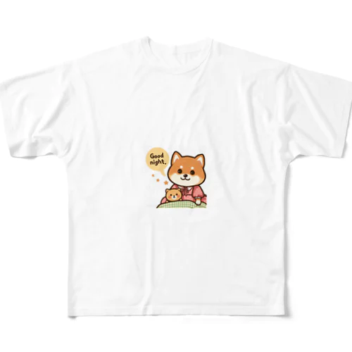 今夜は可愛い柴犬スタンプで癒しの時間 All-Over Print T-Shirt