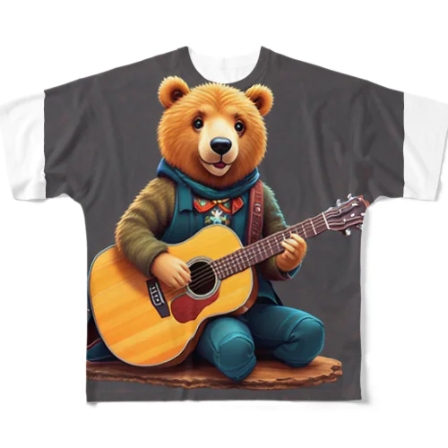 演奏クマさん フルグラフィックTシャツ