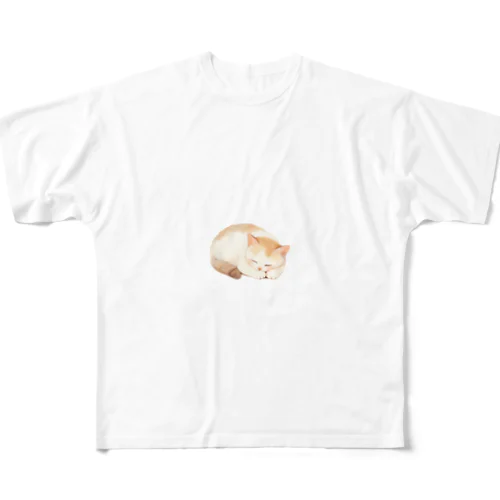 すやすやにゃんこ All-Over Print T-Shirt