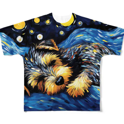 【星降る夜 - シュナウザー犬の子犬 No.2】 All-Over Print T-Shirt