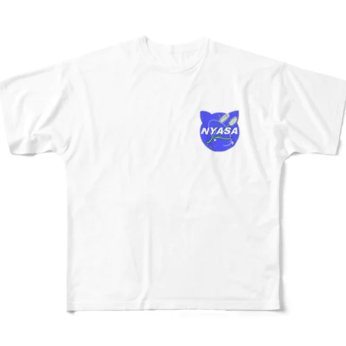 猫星人‥#004‥NYASAのマーク フルグラフィックTシャツ