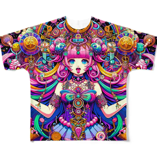 愛の桃源郷🍑スイーツ女神🍰09.カーリー母さんアイスクリーム擬態 All-Over Print T-Shirt