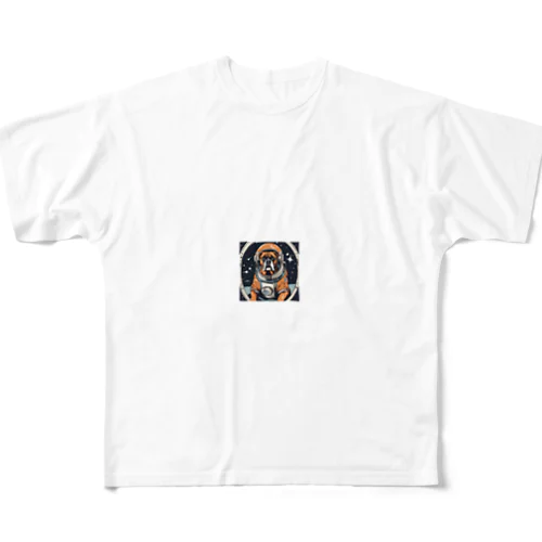 宇宙旅行ボクサー犬 フルグラフィックTシャツ